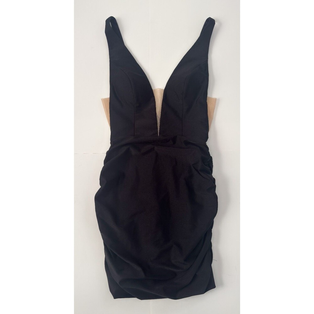 Sherri Hill Women's Black V Neck Mini Dress Size US 6 - Picture 1 of 5